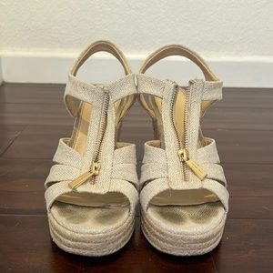 7.5 Michael Kors natural color wedges